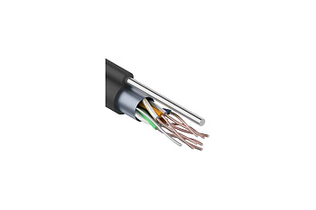 Кабель витая пара F/UTP 4x2x24AWG кат.5E solid CU PE Outdoor трос черн. (м) Rexant 01-0144