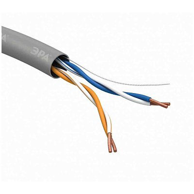 витая пара U/UTP кат.5E 2x2x24AWG solid CCA PVC Simple сер. (м) Эра Б0044433