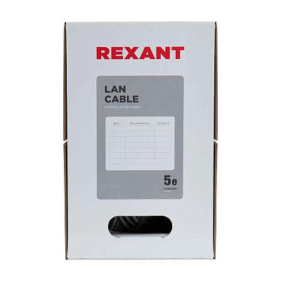 витая пара U/UTP 4x2x24AWG кат.5E solid CU PVC сер. (м) Rexant 01-0043