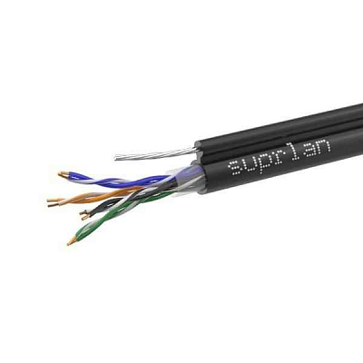 витая пара U/UTP кат.5E 4x2x24AWG solid CU PE Outdoor Standard трос черн. (м) SUPRLAN 01-0322-1