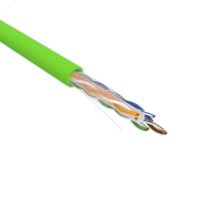 витая пара U/UTP, CAT 6, нг(A)-LSLTx, 4x2x0,575мм, 23AWG, INDOOR, SOLID, зеленый, 305м | 01-0071 | REXANT