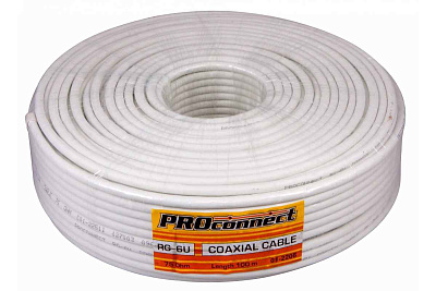 RG-6U+Cu 48проц. 75Ом бел. (м) PROCONNECT 01-2206