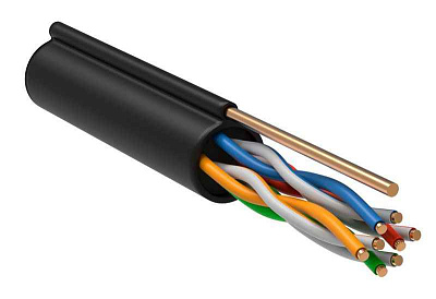 витая пара F/UTP кат.5E 4x2x24AWG solid CU LDPE Outdoor трос черн. (м) GENERICA BC3-C5E04-359-305-G