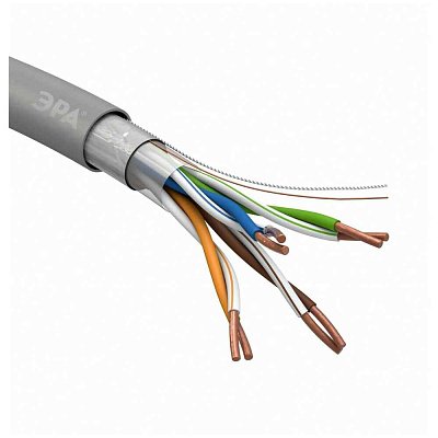 витая пара F/UTP кат.5E 4x2x24AWG solid CU PVC сер. (м) Эра Б0044688