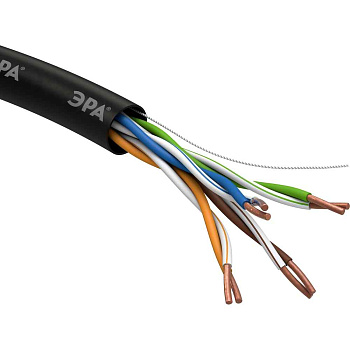 Кабель витая пара U/UTP кат.5E 4x2x24AWG solid CU PE Outdoor черн. (м) Эра Б0044431