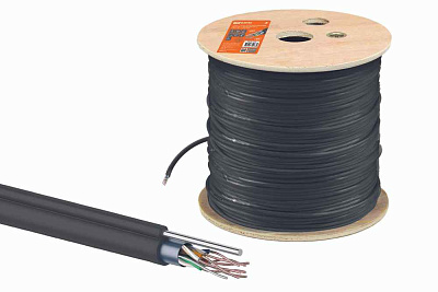 витая пара F/UTP, CAT 5e, PE, 2PR, 24AWG, OUTDOOR, SOLID, черный, 305м, REXANT