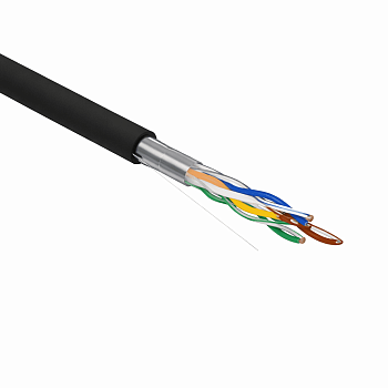 Кабель Кабель витая пара F/UTP кат.5e 4х2х24AWG solid ZH нг(А)-HF OUTDOOR черн. (305м) Rexant 01-0165