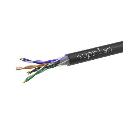 витая пара U/UTP кат.5E 4x2x24AWG solid CU PE Outdoor Standart черн. (м) SUPRLAN 01-0325-1