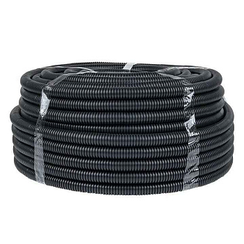 Труба гофрированная d25мм с протяжкой безгалоген. трудногорючая (FRHF) черн. (уп.75м) Plast EKF FRHF-25 