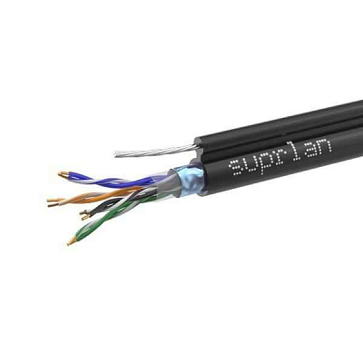 витая пара F/UTP кат.5E 4x2x24AWG solid CU PE Outdoor Standard трос черн. (м) SUPRLAN 01-1026-1