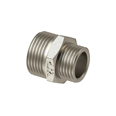 Ниппель переходной латунь наружн. резьба 1х1/2дюйм никель (инд. упак.) RTP 34911 