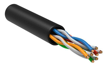 Кабель витая пара U/UTP кат.5E 4x2x24AWG solid CU LDPE Outdoor черн. (м) GENERICA BC3-C5E04-139-305-G