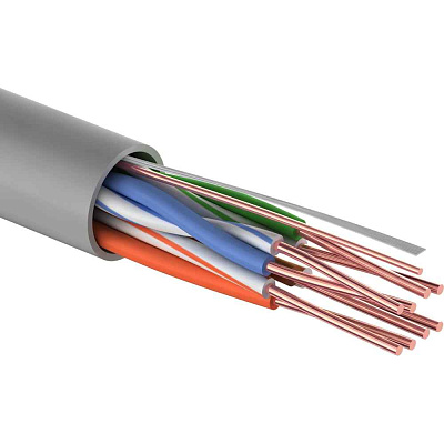 витая пара U/UTP, CAT 5е, PVC, 10PR, 24AWG, INDOOR, SOLID, серый, 305м, РФ REXANT | 01-1011-R | REXANT