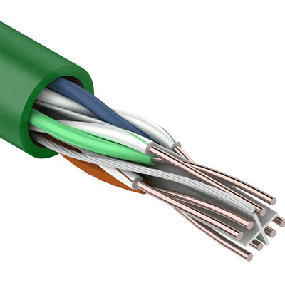 витая пара U/UTP, CAT 6, нг(A)-LSLTx, 4x2x0,575мм, 23AWG, INDOOR, SOLID, зеленый, 305м REXANT