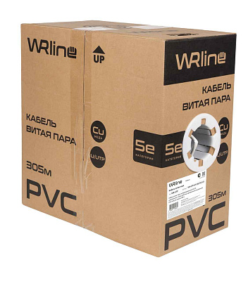 WR-UTP-4P-C5E-PVC-GY Витая пара, неэкран., U/UTP, кат., 5e, 4 пары (0,50 мм), одножил., внут., PVC нг(A)-LS, серый, 305 м | 505749 | WRLine