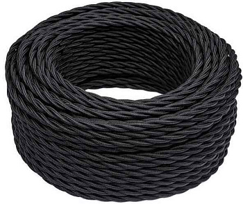 Провод ретро 2x1.5 матов. черн. (уп.20м) Bironi B1-424-73-20