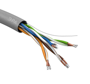 Кабель витая пара U/UTP кат.5E 4x2x24AWG solid CCA PVC Simple сер. (м) Эра Б0044434