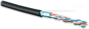 Кабель витая пара F/UTP кат.5E 4x2x24AWG solid PE Outdoor FUTP4-C5E-S24-OUT-PE-BK-500 черн. (м) Hyperline 49110