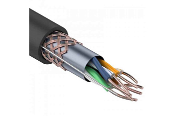 Кабель витая пара SF/UTP кат.5E 4x2x0.51 медь наружн. прокл. черн. (м) Rexant 01-0344