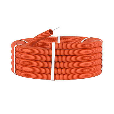 Труба гофрированная ПНД гибкая легкая d50мм с протяжкой оранж. (уп.15м) DKC 71950 