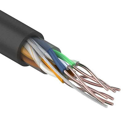витая пара U/UTP 4x2x24AWG кат.5E solid CU PE Outdoor черн. (м) Rexant 01-0045