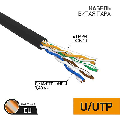 UTP  4PR  24AWG  CAT5e  305м  OUTDOOR PROCONNECT | 01-0054 | PROconnect