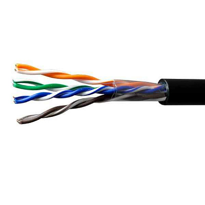 витая пара U/UTP кат.5E 4x2x24AWG solid CU PE Outdoor Standart черн. (м) SUPRLAN 01-0325-1