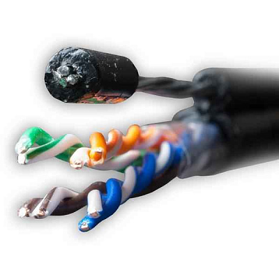 витая пара F/UTP кат.5E 4x2x24AWG solid CU PE Outdoor Standard трос черн. (м) SUPRLAN 01-1026-1