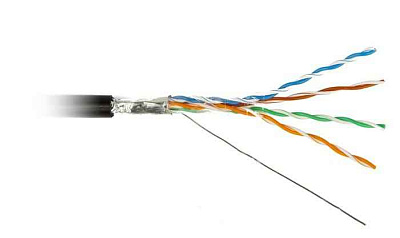 витая пара F/UTP кат.5E 4x2x24AWG solid PE Outdoor FUTP4-C5E-S24-OUT-PE-BK-500 черн. (м) Hyperline 49110