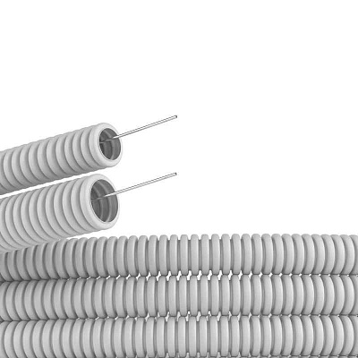 Труба гофрированная ПВХ гибкая тяжелая d16мм с протяжкой сер. (уп.100м) DKC 91516 