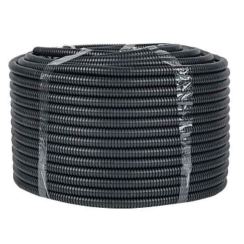 Труба гофрированная d16мм с протяжкой безгалоген. трудногорючая (FRHF) черн. (уп.100м) Plast EKF FRHF-16 