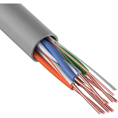 витая пара U/UTP, CAT 6, ZH нг(A)-HF, 4PR, 23AWG, INDOOR, SOLID, серый, 305 м, REXANT