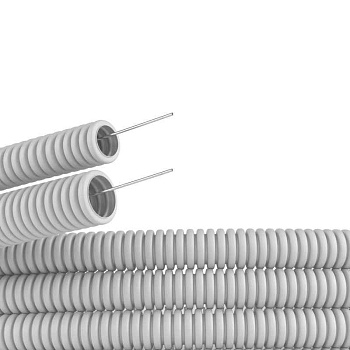 Труба гофрированная ПВХ гибкая тяжелая d32мм с протяжкой сер. (уп.25м) DKC 91532 
