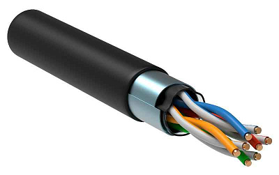 витая пара F/UTP кат.5E 4x2x24AWG solid CU LDPE Outdoor черн. (м) GENERICA BC3-C5E04-339-305-G