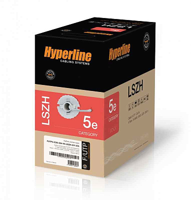 витая пара F/UTP кат.5E 4x2x24AWG solid LSZH FUTP4-C5E-S24-IN-LSZH-GY-305 сер. (уп.305м) Hyperline 45788