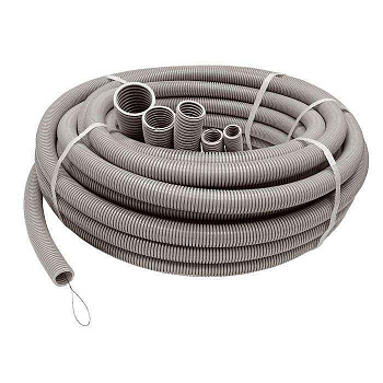 Труба гофрированная ПВХ легкая d20мм с протяжкой сер. (уп.20м) Ruvinil 12001(20) 