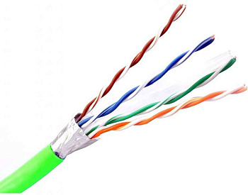 Кабель витая пара F/UTP, CAT 6, нг(A)-HFLTx, 4x2x0,575мм, 23AWG, INDOOR, SOLID, зеленый, 305м REXANT