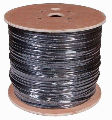 витая пара F/UTP, CAT 5e, PE, 4PR, 24AWG, OUTDOOR, SOLID, черный, с тросом, 305м, REXANT