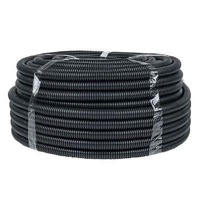 Труба гофрированная d25мм с протяжкой безгалоген. трудногорючая (FRHF) черн. (уп.75м) Plast EKF FRHF-25 