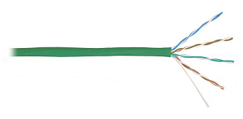 Кабель витая пара U/UTP, CAT 5e, PVC, нг(A)-LSLTx, 4x2x0,52мм, 24AWG, INDOOR, SOLID, зеленый, 305м, РФ REXANT