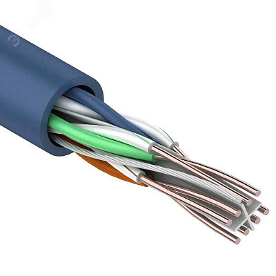 витая пара U/UTP 4x2x23AWG кат.6 solid CU PVC син. (м) Rexant 01-0047
