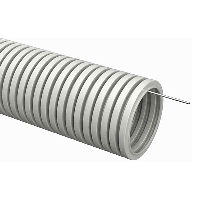 Труба гофрированная ПВХ d16мм с протяжкой сер. (уп.100м) TOKOV ELECTRIC TKE-TG/P-16-C06/100 