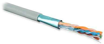 Кабель витая пара F/UTP кат.5E 4x2x24AWG solid PVC FUTP4-C5E-S24-IN-PVC-GY-305 сер. (м) Hyperline 42052