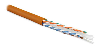 Кабель витая пара U/UTP кат.6 4x2x23AWG solid LSZH нг(A)-HF UUTP4-C6-S23-IN-LSZH-OR-305 оранж. (м) Hyperline 47461