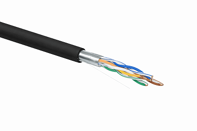 Кабель витая пара F/UTP кат.5E 4 пары 24 AWG solid внешн. LDPE черн. TERACOM PRO PRO EKF TRP-5EFTP-04PE-BK-OUT3
