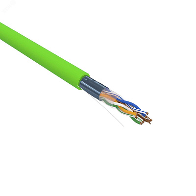 витая пара F/UTP, CAT 5e, нг(A)-LSLTx, 4x2x0,52мм, 24AWG, INDOOR, SOLID, зеленый, 305м REXANT