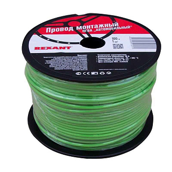 Провод ПГВА 1 З бухта (м) Rexant 01-6523 одножильный