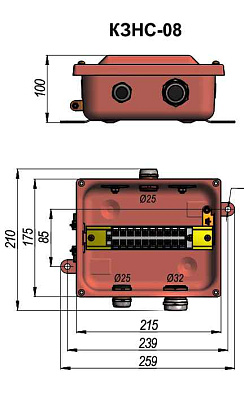 Коробка с зажимами наборными КЗНС-08 У2 IP54  пластиковый ввод ГОФРОМАТИК 