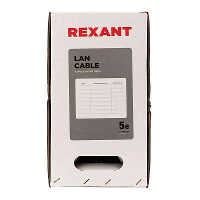 витая пара U/UTP 4x2x24AWG кат.5E solid CU PE Outdoor черн. (м) Rexant 01-0045