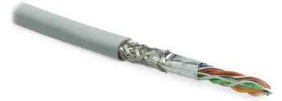SFUTP4-C5E-S24-IN-LSZH-GY-305 витая пара SF/UTP кат. 5e; 4 пары (24 AWG) ож (solid) экран - фольга + медная оплетка LSZH (-20град.C - +75град.C) сер. (уп.305м) Hyperline 246264